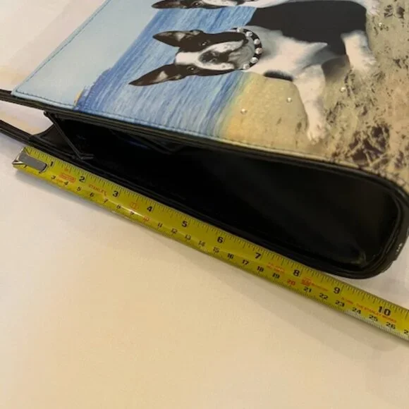 BOSTON TERRIERS | Print hand bag with Rhinestones-EUC - Picture 15 of 16